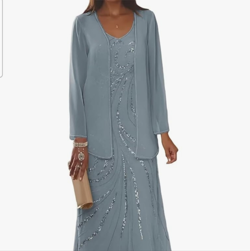 NWT Dusty Blue Sequin 2 piece set